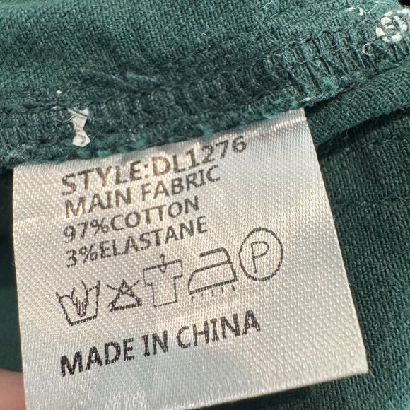 By Dyln Cooper Contrast Stitch High Rise Wide Leg Jeans Baggy Pants Green Small - Picture 8 of 13